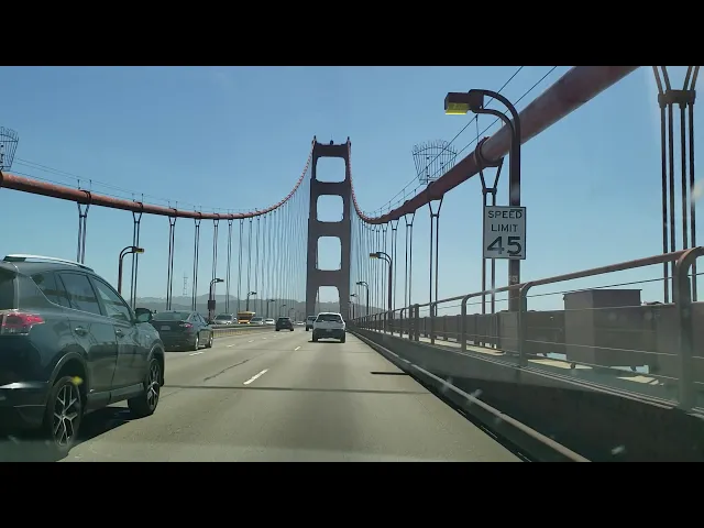 driving over the golden gate bridge